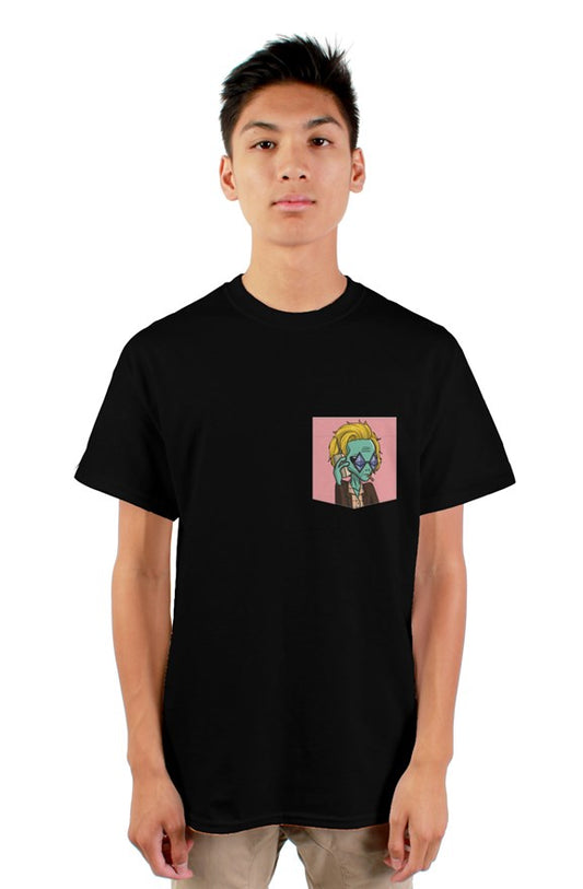 Save The Martians #730 Grafix Pocket T - Green with Ethereum Glasses