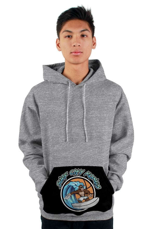 Surf City Kongs Pullover Hoodie with Printed Kangaroo Pocket