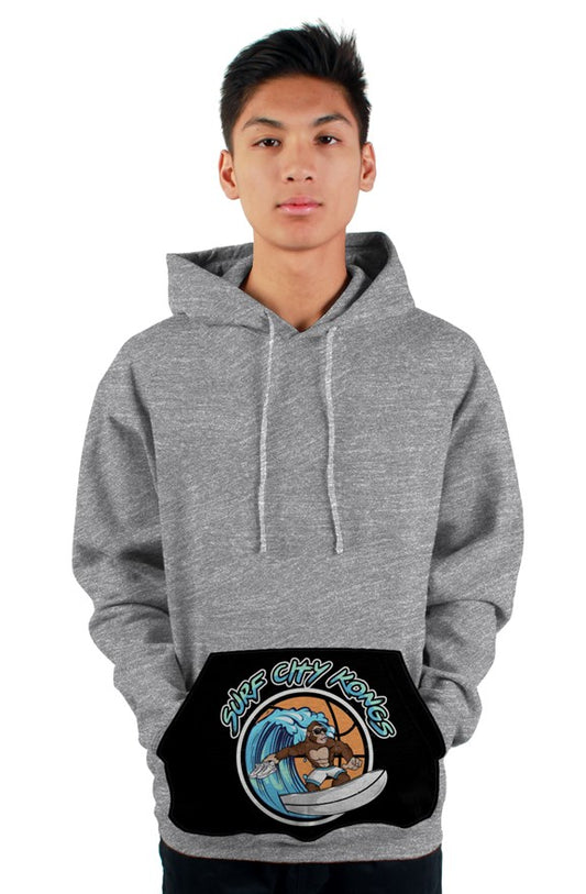 Surf City Kongs Pullover Hoodie with Printed Kangaroo Pocket